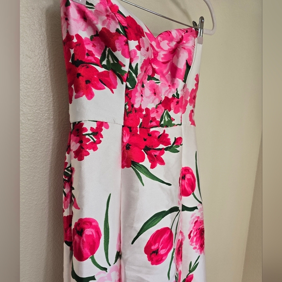 B. Smart Floral Sweetheart Strapless Mermaid Maxi Gown In Pink White NWT Size 9 - Picture 5 of 12